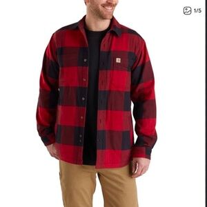 Carhartt Relaxed Fit Fleece Lined Flannel Button Up Buffalo Plaid - XL